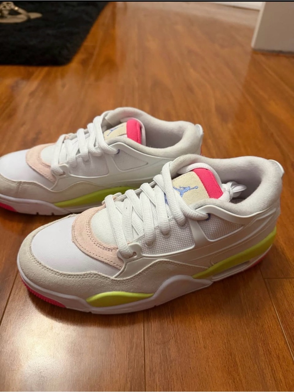 Nike Women's White Sneakers with Pink & Neon Yellow Accents